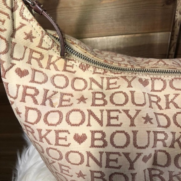 Dooney & Bourke Signature Cream Canvas Hobo Bag - Picture 13 of 16